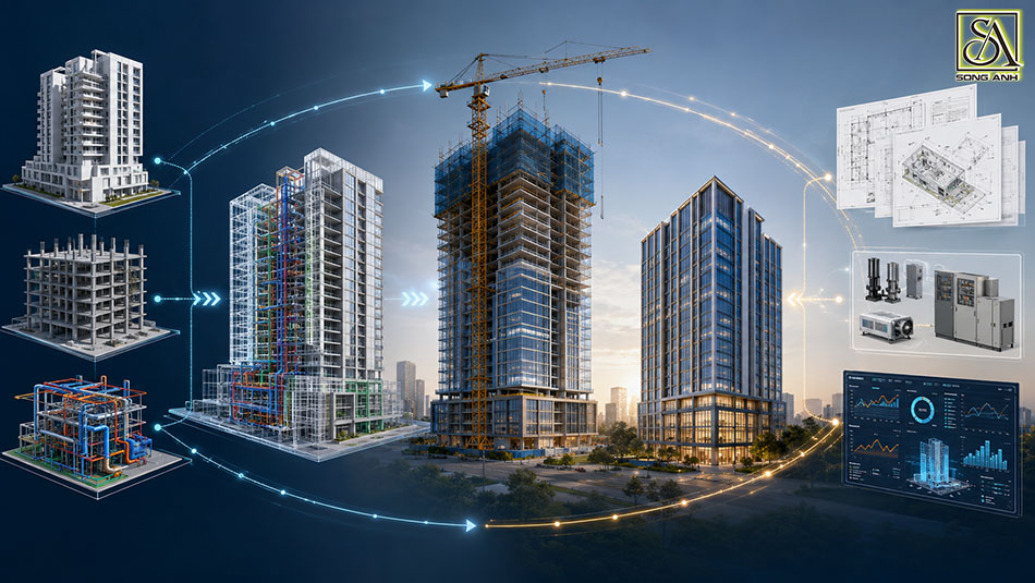 Chuỗi dữ liệu từ thiết kế phối hợp đến hồ sơ hoàn công và vận hành